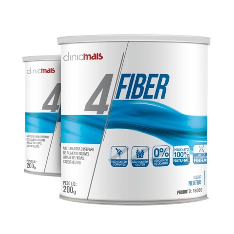Kit com 2 - 4Fiber - Fibra solúvel - 200g - Sabor Neutro - ClinicMais