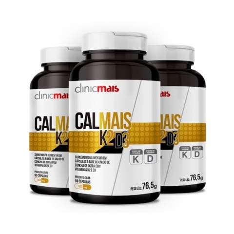 Kit com 3 - Calmais K2D3 - Suplemento de cálcio - 90 caps - ClinicMais