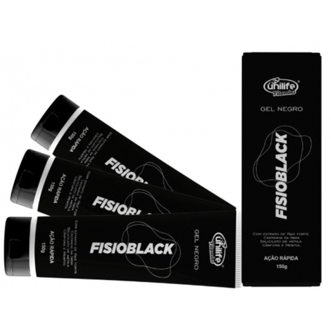 Kit com 3 - Fisioblack - Gel negro - Massageador - 150g - Unilife