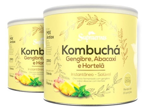Kit com 2 - Kombuchá - Gengibre, Abacaxi e Hortelã - 200g - Supraervas