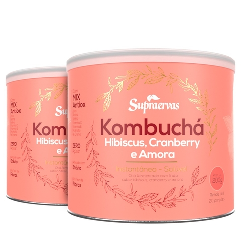 Kit com 2 - Kombuchá - Hibisco, Cranberry e Amora - 200g - Supraervas