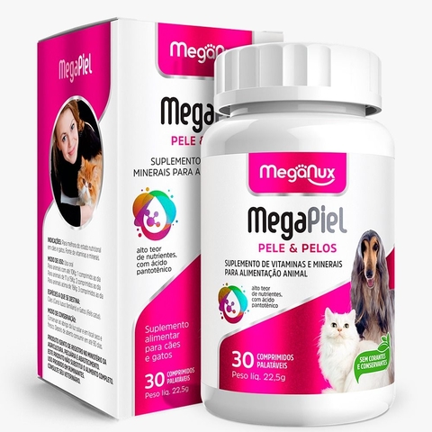 MegaPiel 750mg 30 comp - Meganux - Cães e Gatos