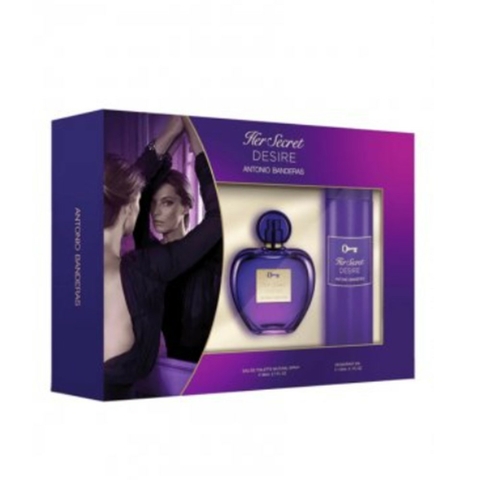 KIT ANTONIO BANDERAS HER SECRET DESIRE EAU DE TOILETTE 80ML + DEODORANT SPRAY 150ML