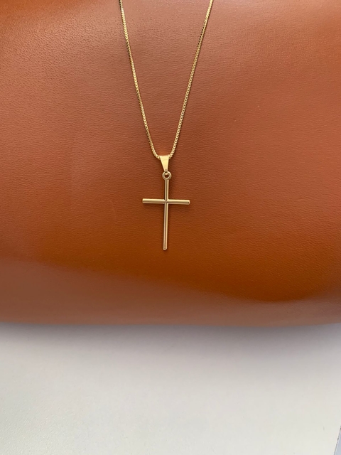 Colar com pingente cruz Banhado em ouro 18k