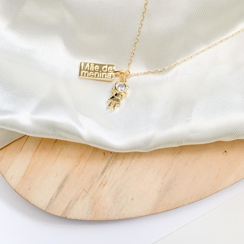 Colar Mãe de Menina Banhado a Ouro 18k