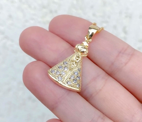 Colar Nossa Senhora Zircônia Banhado a Ouro 18K