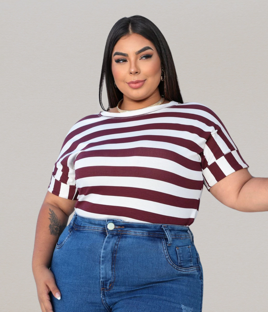 T -SHORT LISTRADO PREMIUM PLUS SIZE