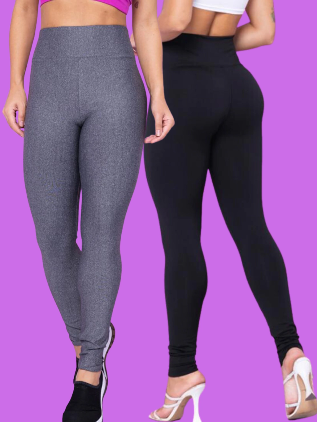 Kit 2 Calças Legging Suplex Cintura Alta
