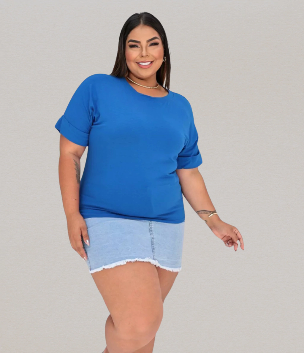 Blusa Malha Premium Manga Virada PLUS SIZE