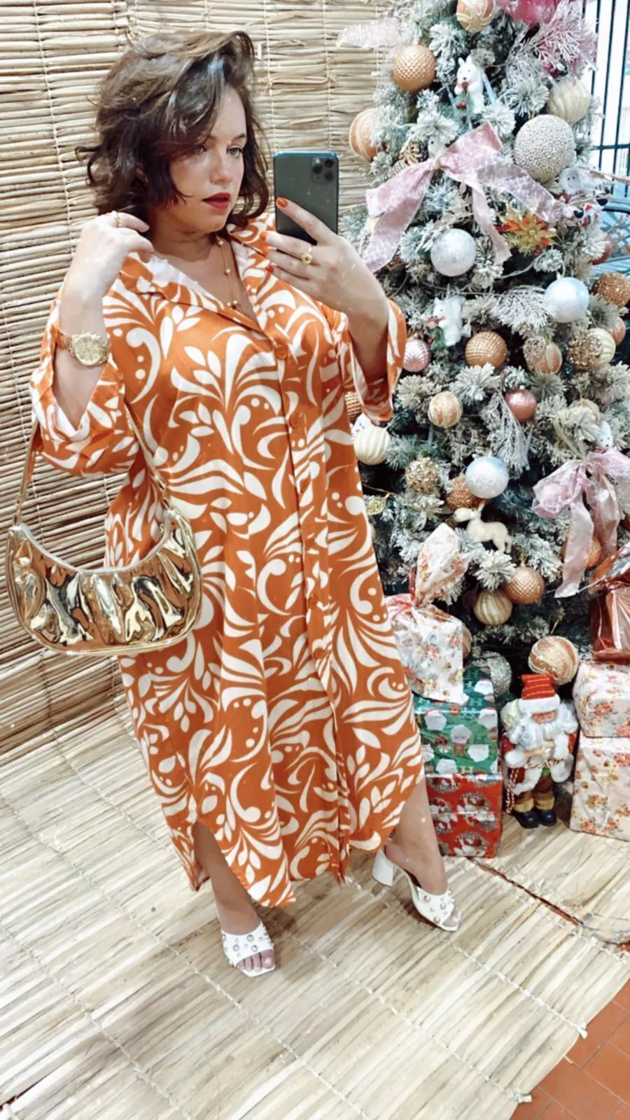 chamise de viscolinho longo estampada plus size