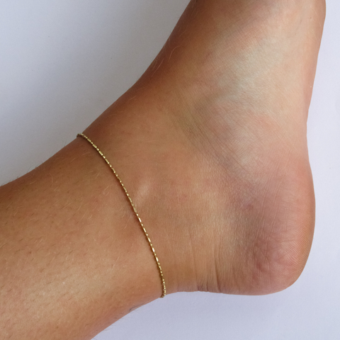 Tornozeleira Chuva Diamantada Ouro