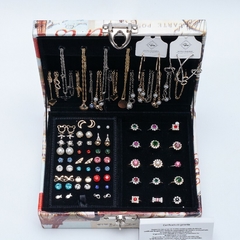 Kit Semijoias Folheadas 30pçs Folheadas Ouro 18k e Prata + Maleta Luxo