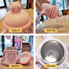 Copo de garrafa térmica bonito para estudante feminino portátil 316 aço inoxidável com uma pequena alça água infantil 12 - comprar online