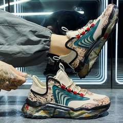 Sapatos masculinos com solado gelatinosas meias sapatos tênis pipoca plataforma cano alto - comprar online