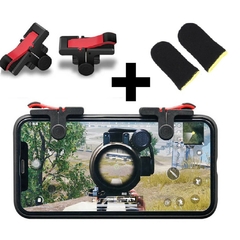 Kit Gatilho Celular Free Fire + Luva Dedo Gamer Anti Suor Pubg Call Of Duty Fortnite