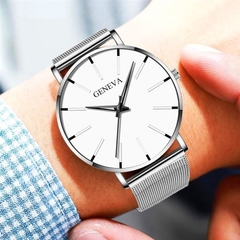 Relógio Masculino Ultra Fino De Aço Inoxidável Geneva - loja online