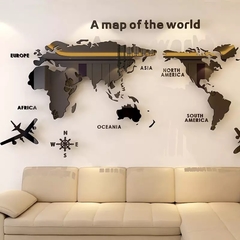 Mapa do mundo acrílico 3d