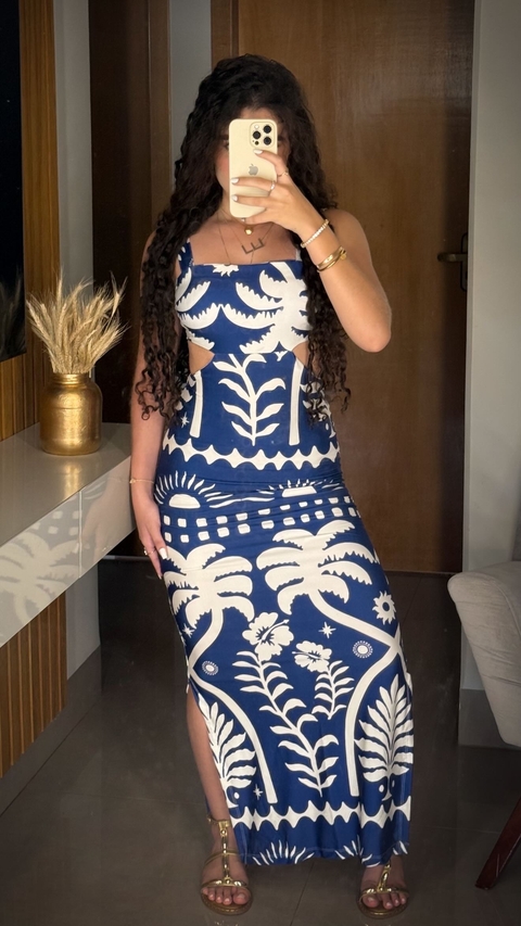 vestido Maria Tropical azul - comprar online