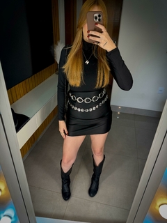 saia couro fake Tory preta - D’lamour Boutique