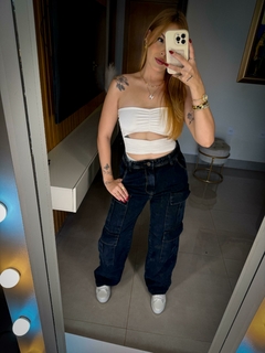 wide leg Holly preta estonada - loja online
