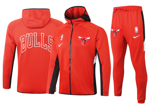 Conjunto Agasalho Nike NBA Chicago Bulls Calça e Jaqueta com Capuz e Zíper