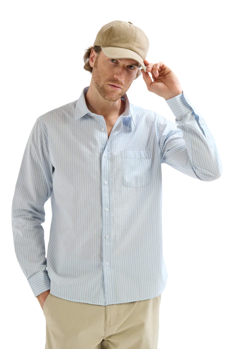 CAMISA POPLIN RAYAS M/L - 6011
