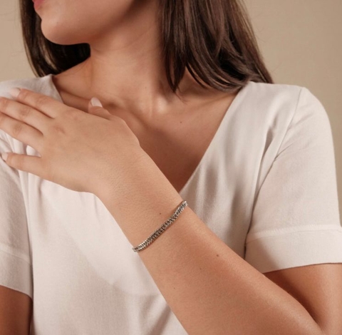 Pulseira Grumet banhada em ródio branco