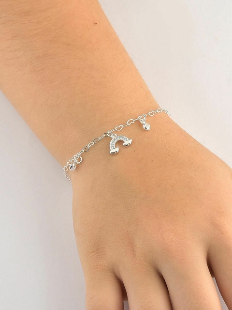 Pulseira Arco-Íris Incolor | Infantil | Banho de Prata