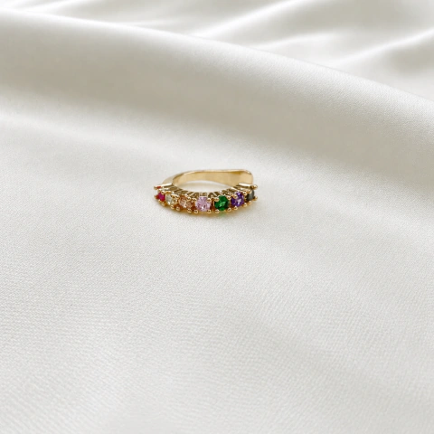 Piercing Fake Fileira com Zircônias Colors Banhado a Ouro 18k