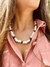 Choker Cascalho - Branco + Castanho + Turquesa