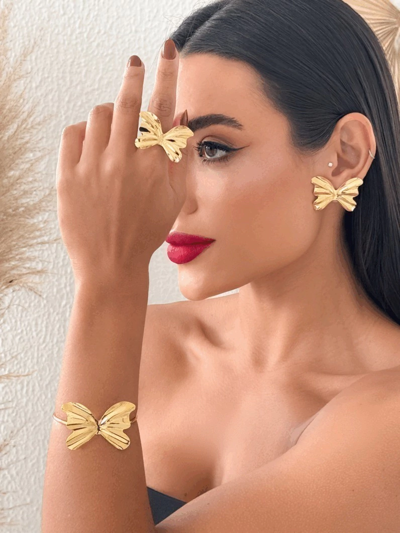 Conjunto bracelete brinco Borboleta Mart