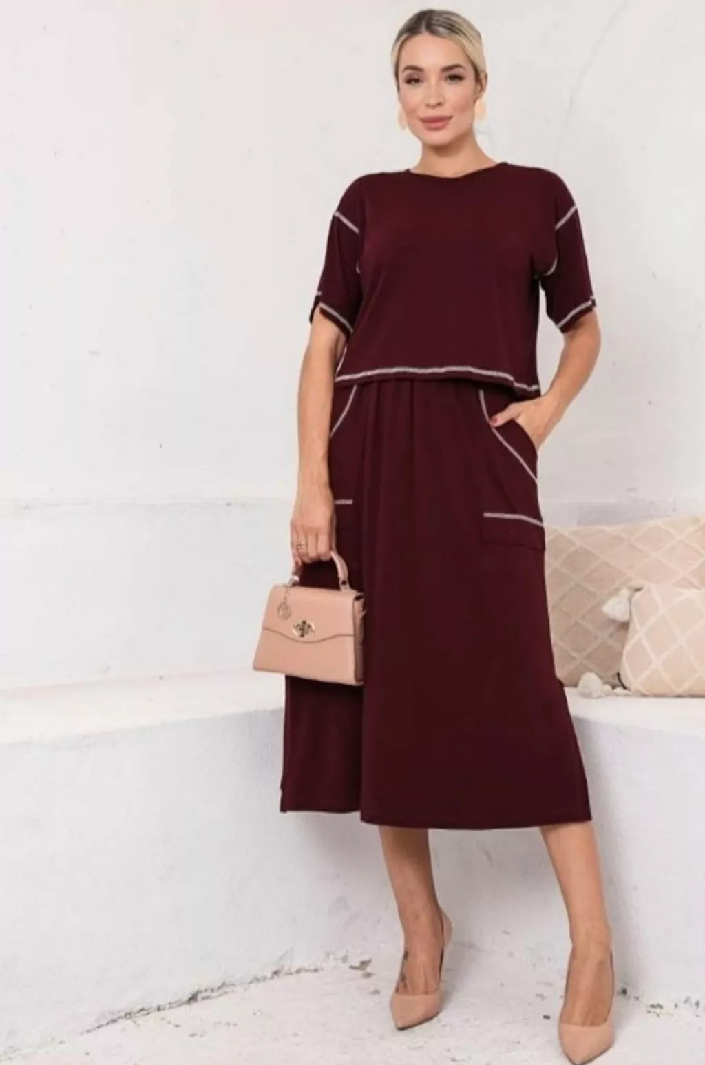 Conjunto Cropped Saia Midi