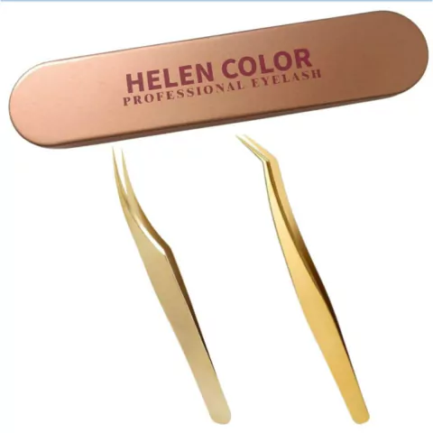 Kit 2 Pinças Para Alongamento De Cílios - Helen Color