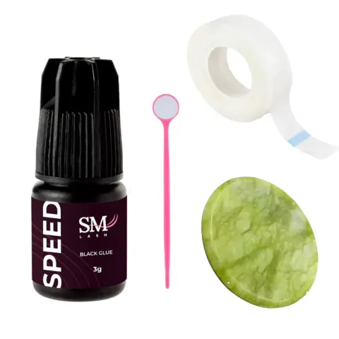 Kit Cola Adesiva 3g SM + Pedra Jade Espelho Fita Micropore