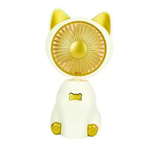 Mini Ventilador Recarregável Extensão Cílios Gato Branco