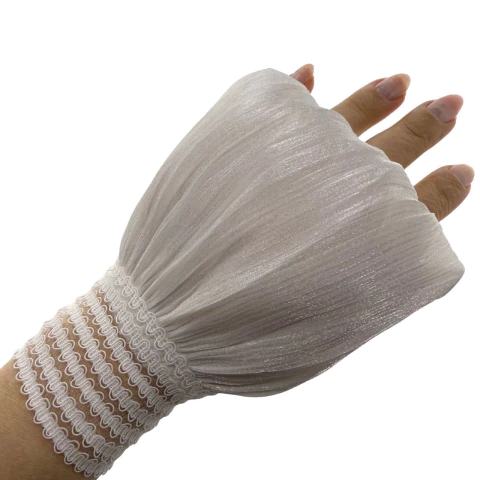 Manga Punho Renda Cetim Balonê Para Foto de Unhas