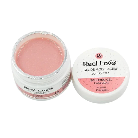 Gel Sculpting Com Glitter 16 Nude 15ml - Real Love
