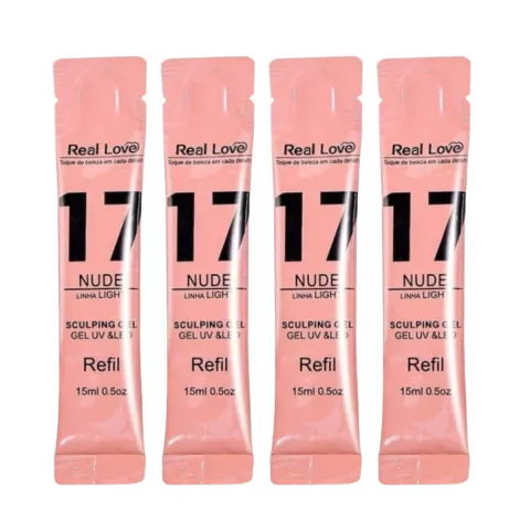 Kit 4 Refil Gel Linha Light 15ml 17 Nude - Real Love
