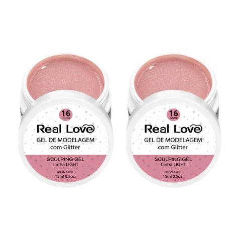Kit 2 Gel Sculpting com Glitter 16 Nude 15ml Real Love