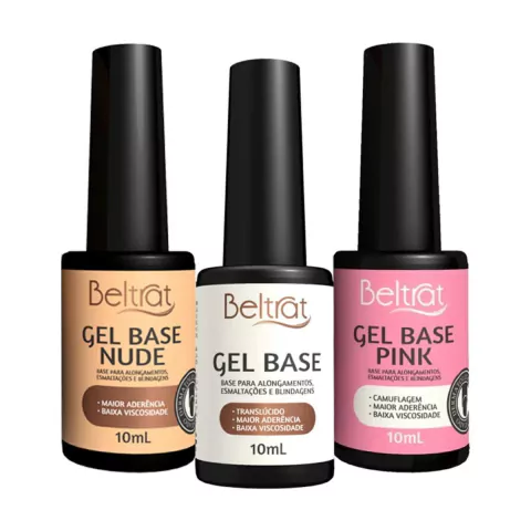 Kit 3 Gel Base - Nude + Pink + Gel Base Clear - Beltrat
