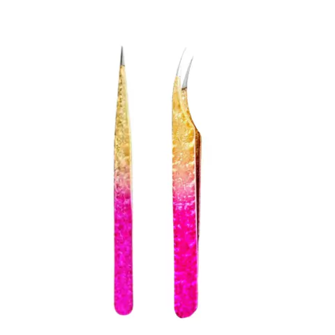 Kit Pinça Semi Curva + Golfinho Colorido Extensão Cílios