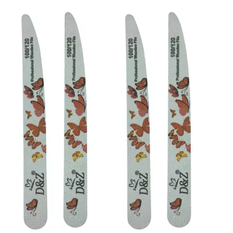 Kit 4 Lixas Wooden File Profissional Lavável 100/120 - D&Z