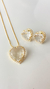 Conjunto Coração Cristal dourado - Sintonia Acessórios