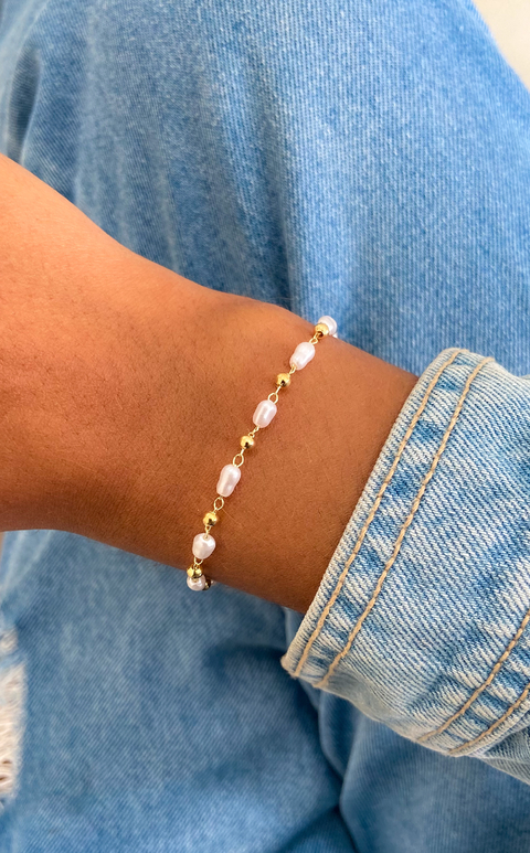 Pulseira mini pérolas barrocas