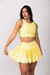 Conjunto short saia amarelo pastel