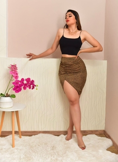 Falda con abertura animal print - comprar en línea