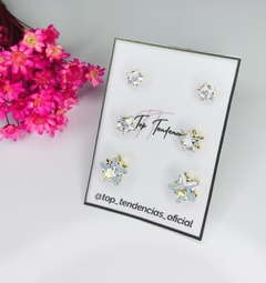 Trio de brincos folheados - comprar online