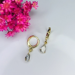 brinco argola com pingente folheado
