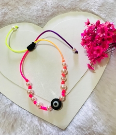 pulseira olho grego tons neon