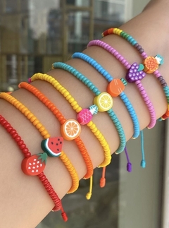 kit pulseiras micangas frutinhas